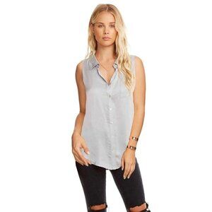 Chaser Silky Rolled Button Down Sleeveless Top Women’s Size Medium New w/ tags!
